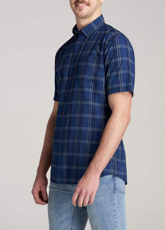     American-Tall-Men-ShortSleeve-ButtonShirt-BoldNavyIndigoPlaid-side