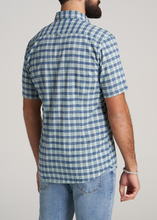       American-Tall-Men-ShortSleeve-ButtonShirt-EucalptusBluePlaid-back