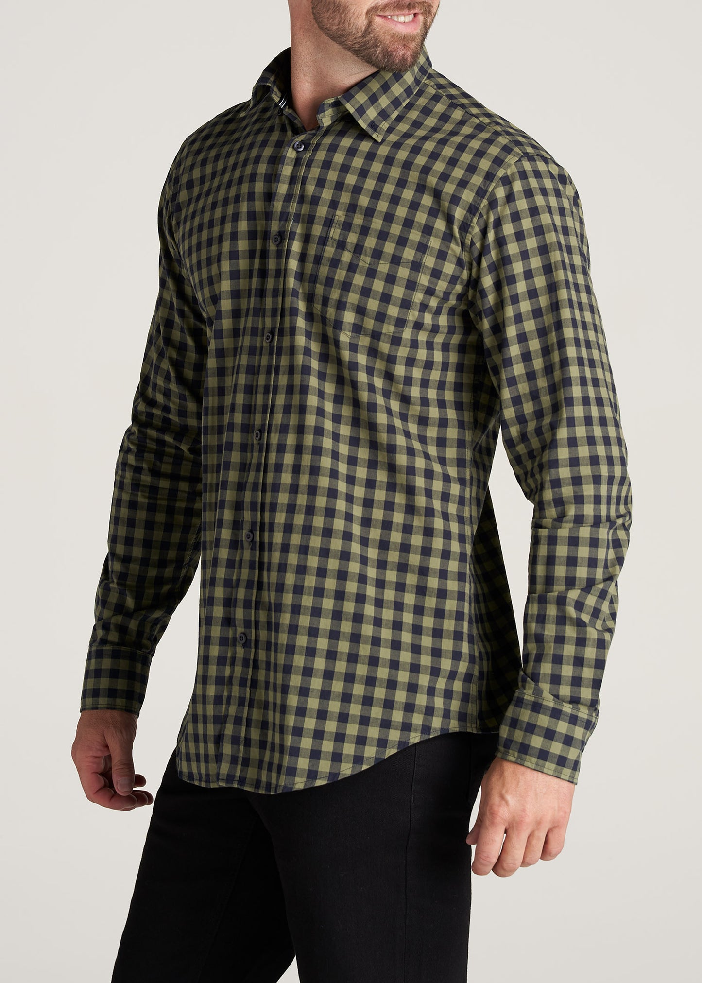     American-Tall-Men-SoftWash-Tall-ButtonUp-Shirt-MidnightBlue-Olive-side