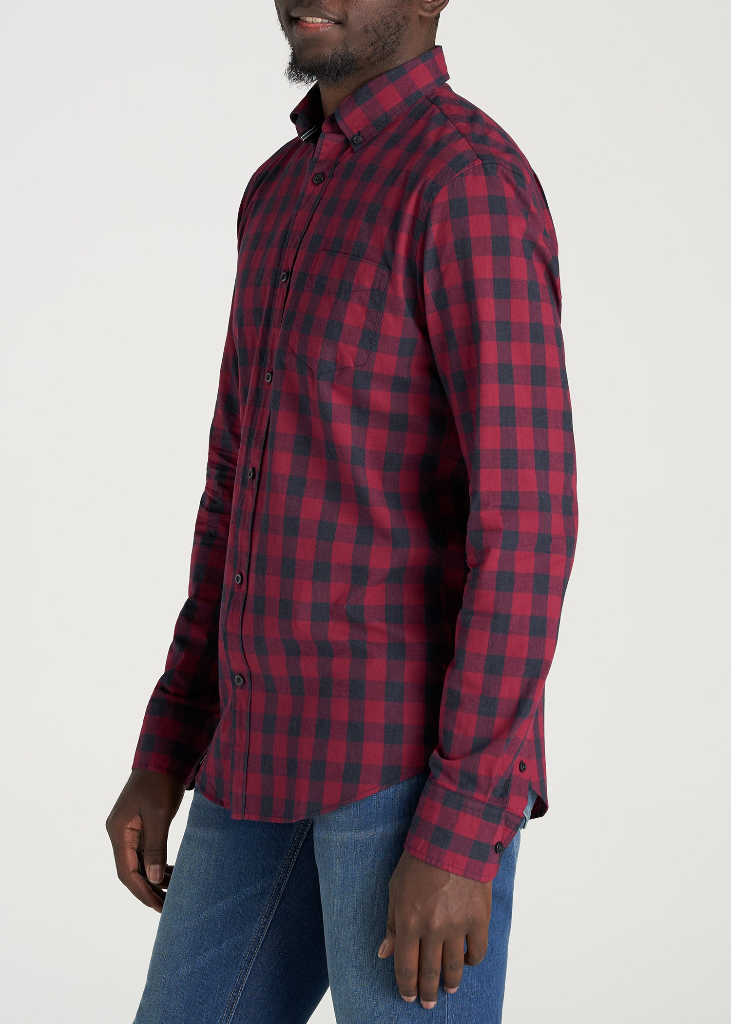 American-Tall-Men-SoftWash-Tall-ButtonUp-Shirt-RedDeepDenimPlaid-side