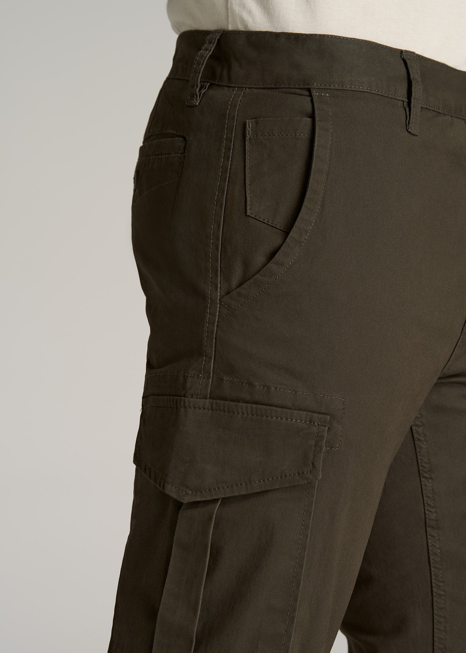 Stretch Twill SLIM-FIT Cargo Pants for Tall Men in Marine Navy
