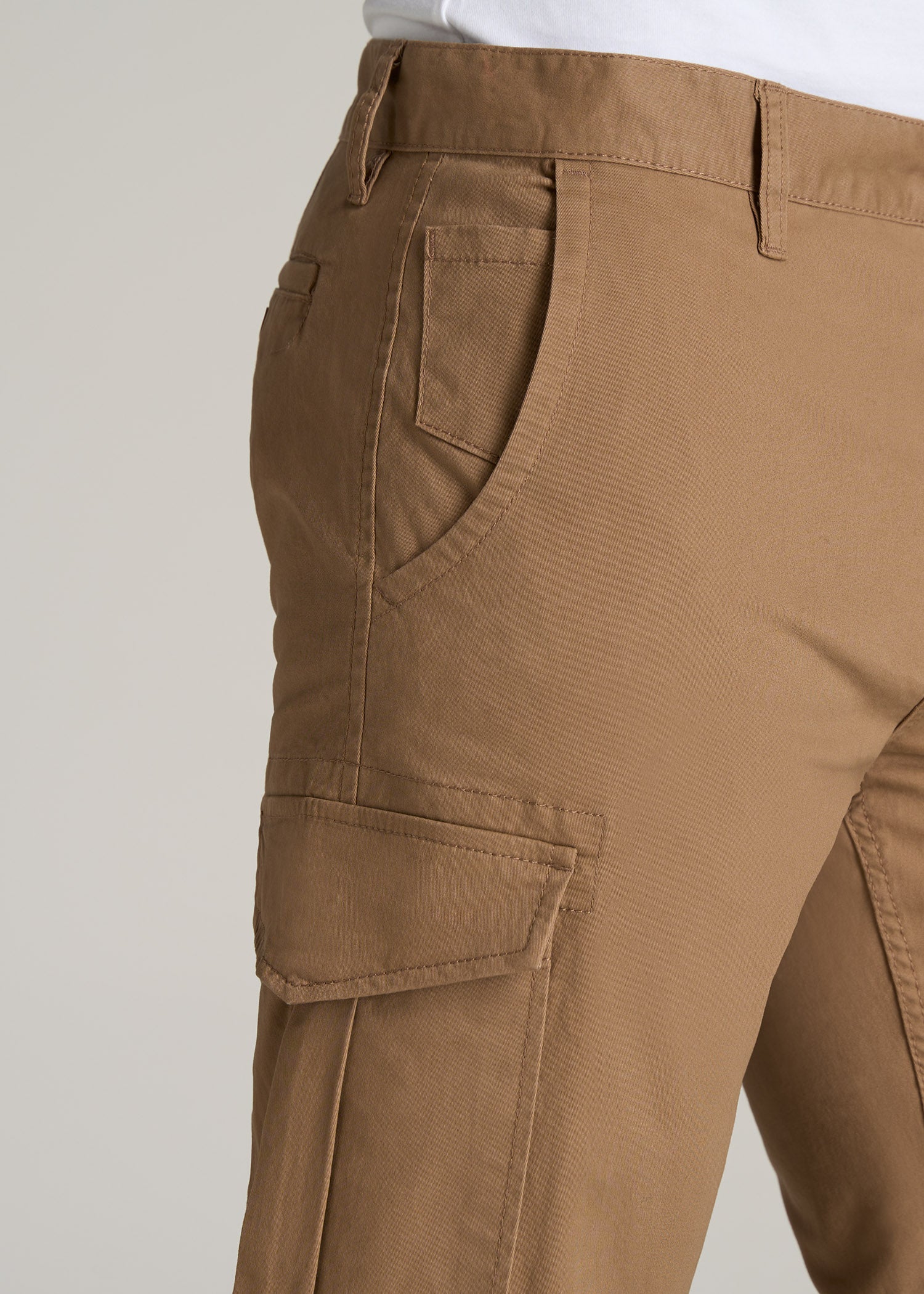 Men's Tall Cargos: Stretch Twill Cargo Russet Brown Pants – American Tall