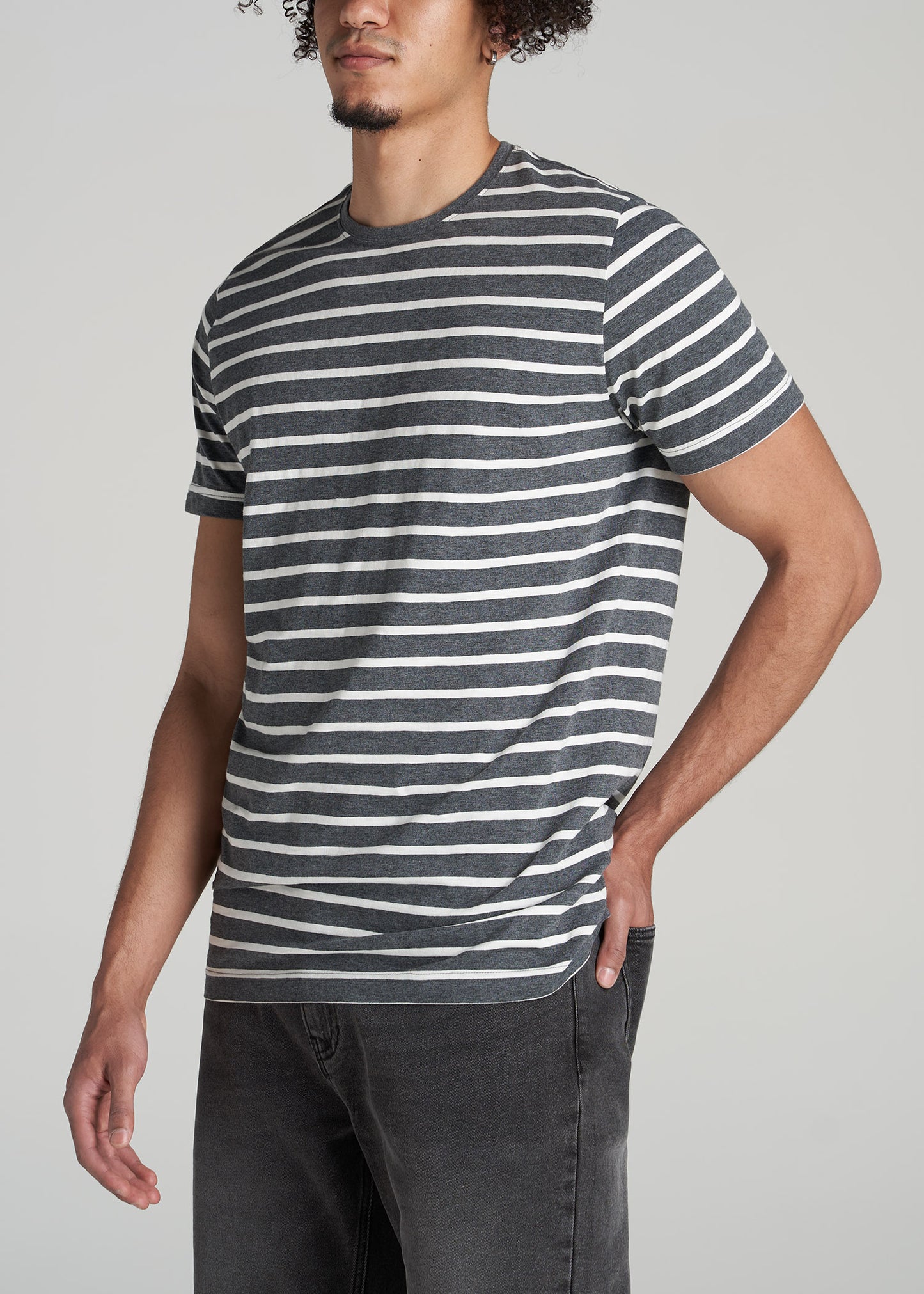 American Tall Regular-Fit Striped Tee in Navy and White - Men's Tall T-Shirt M / Tall / Navy and White Stripe