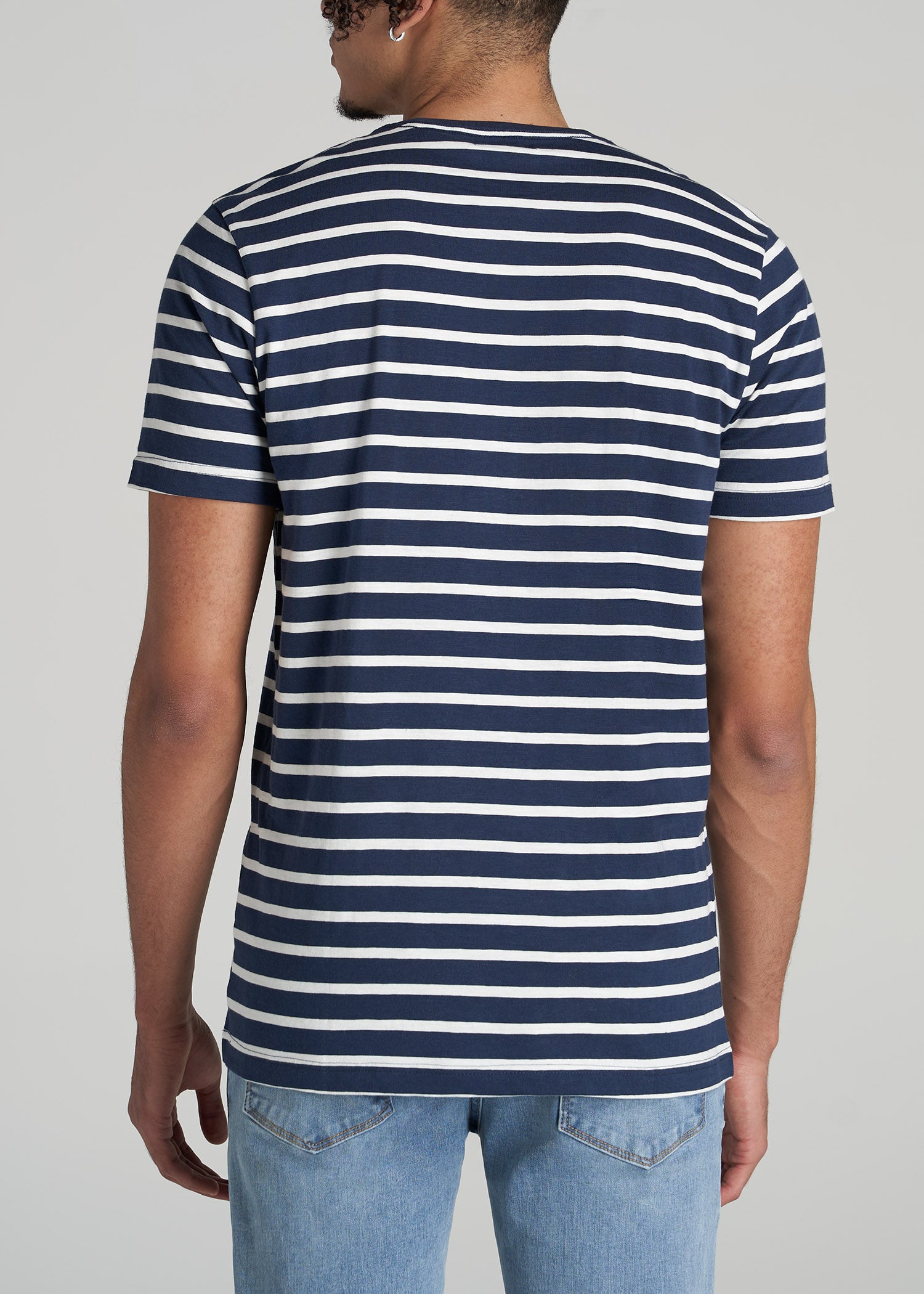 American Tall Regular-Fit Striped Tee in Navy and White - Men's Tall T-Shirt M / Tall / Navy and White Stripe