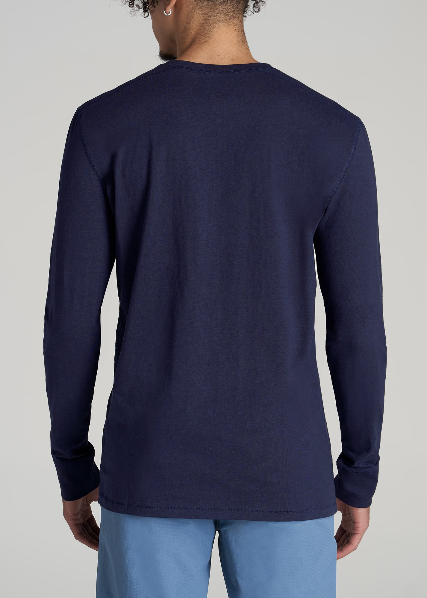 Long Sleeve Slub Henley Shirt for Tall Men Navy | American Tall