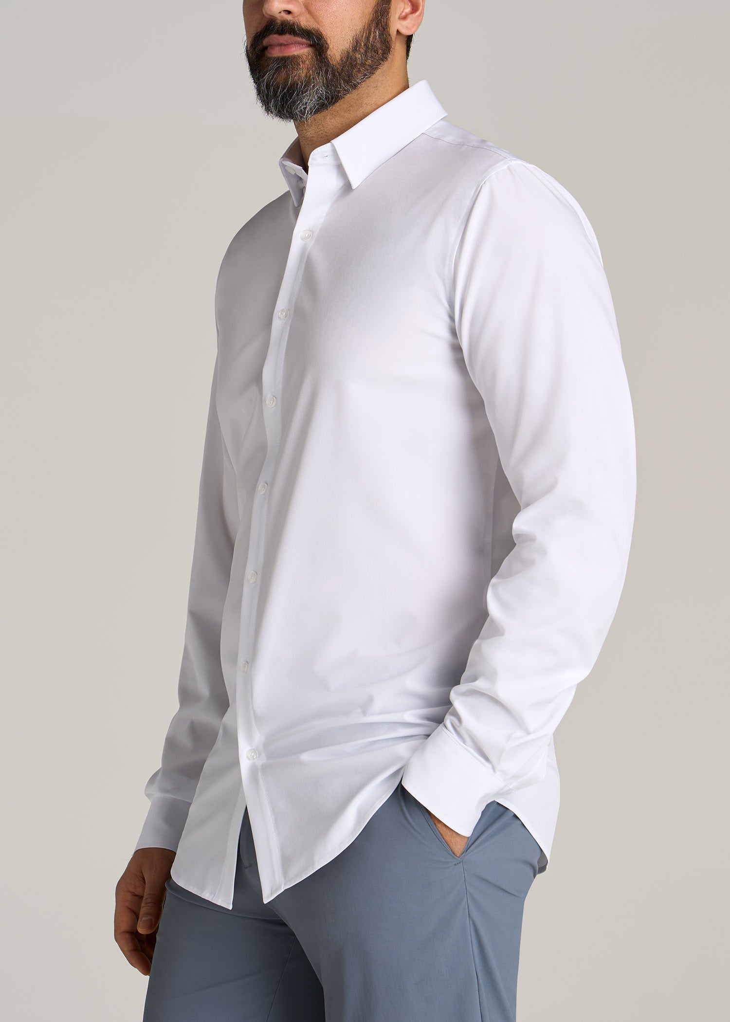 Men's Tall Traveler Stretch Dress Shirt White