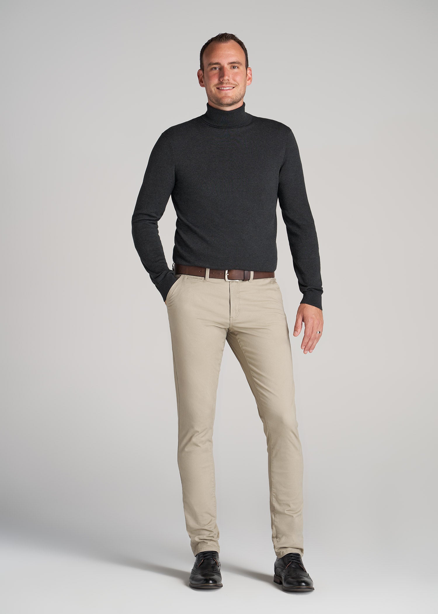 Mens Tall Turtleneck Charcoal Mix American Tall