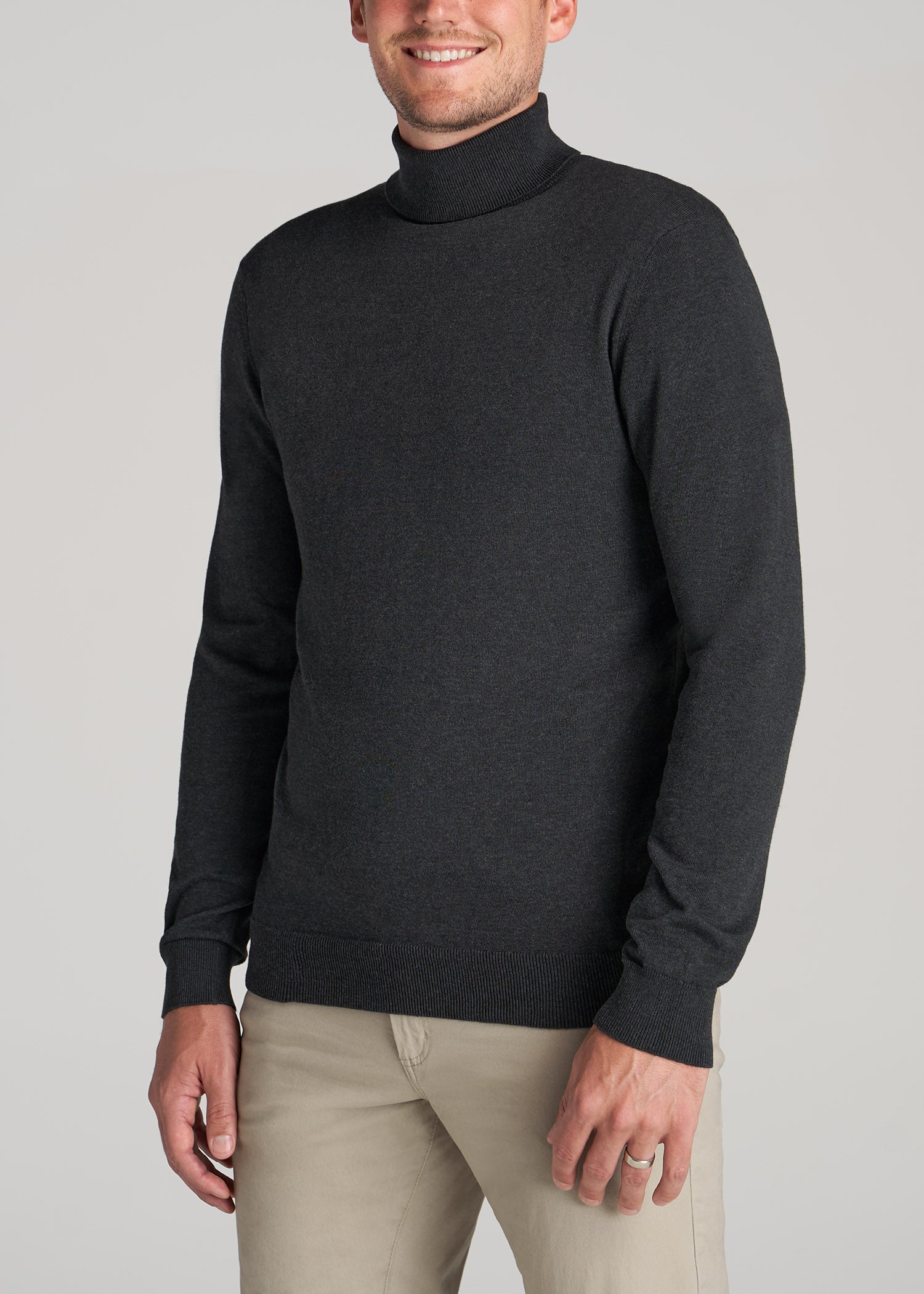 Mens Tall Turtleneck Charcoal Mix American Tall