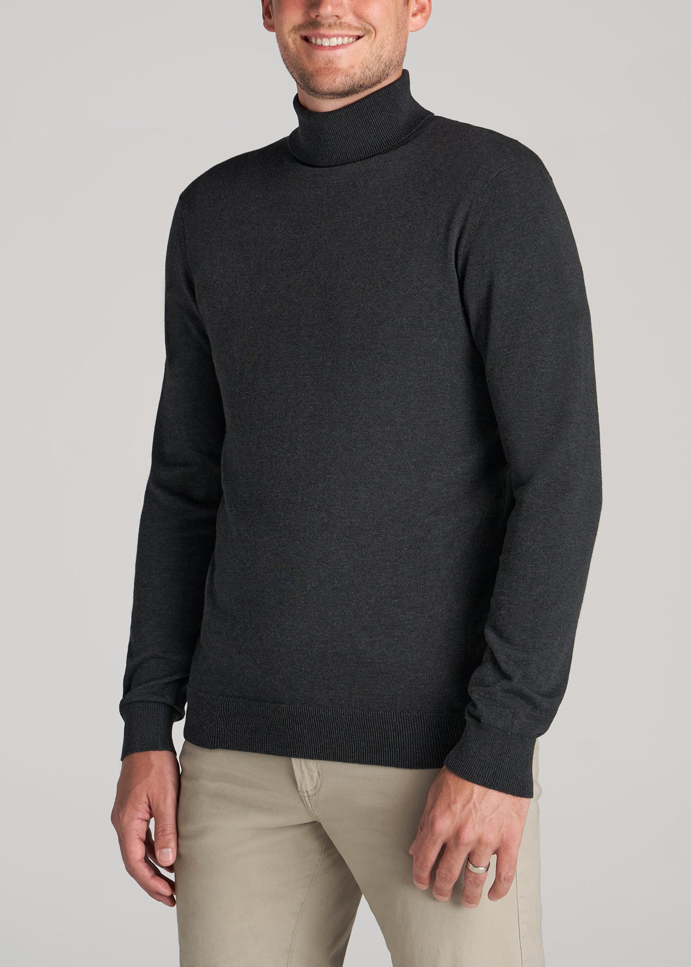 Mens Tall Turtleneck Charcoal Mix | American Tall