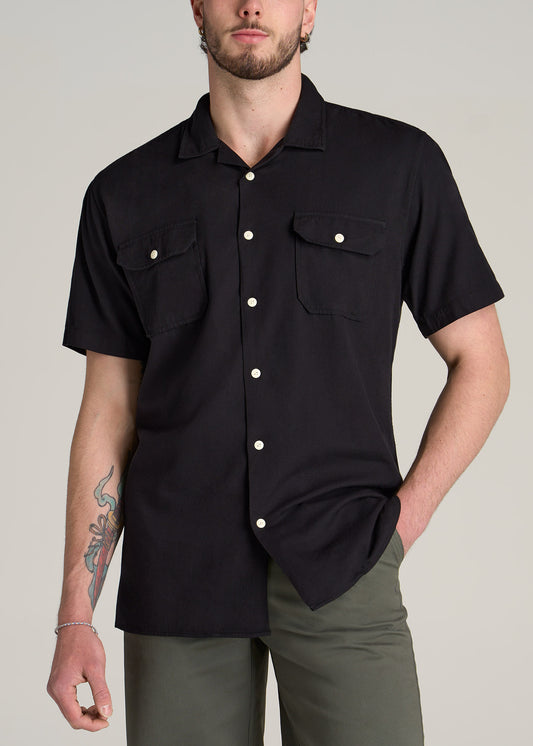 American-Tall-Men-Two-Pocket-Camp-Shirt-Black-front