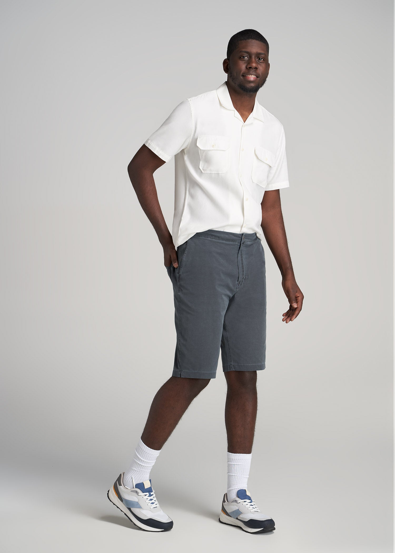 LJ&S Two-Pocket Camp Shirt for Tall Men in Ecru S / Tall / Ecru