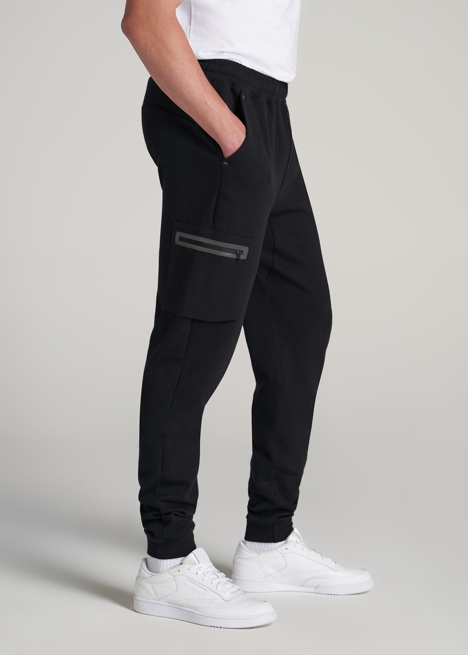 Utility Cargo Joggers for Tall Men in Black