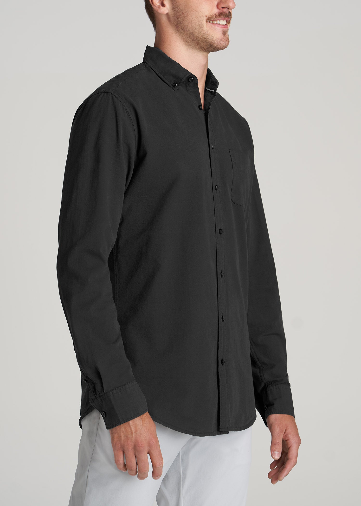 Washed Oxford Shirt For Tall Men Black | American Tall