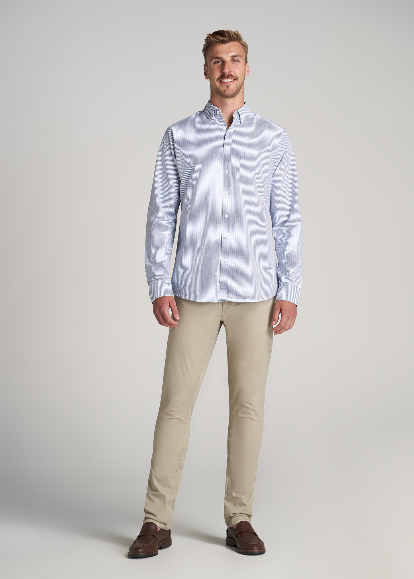 Washed Oxford Shirt for Tall Men in White