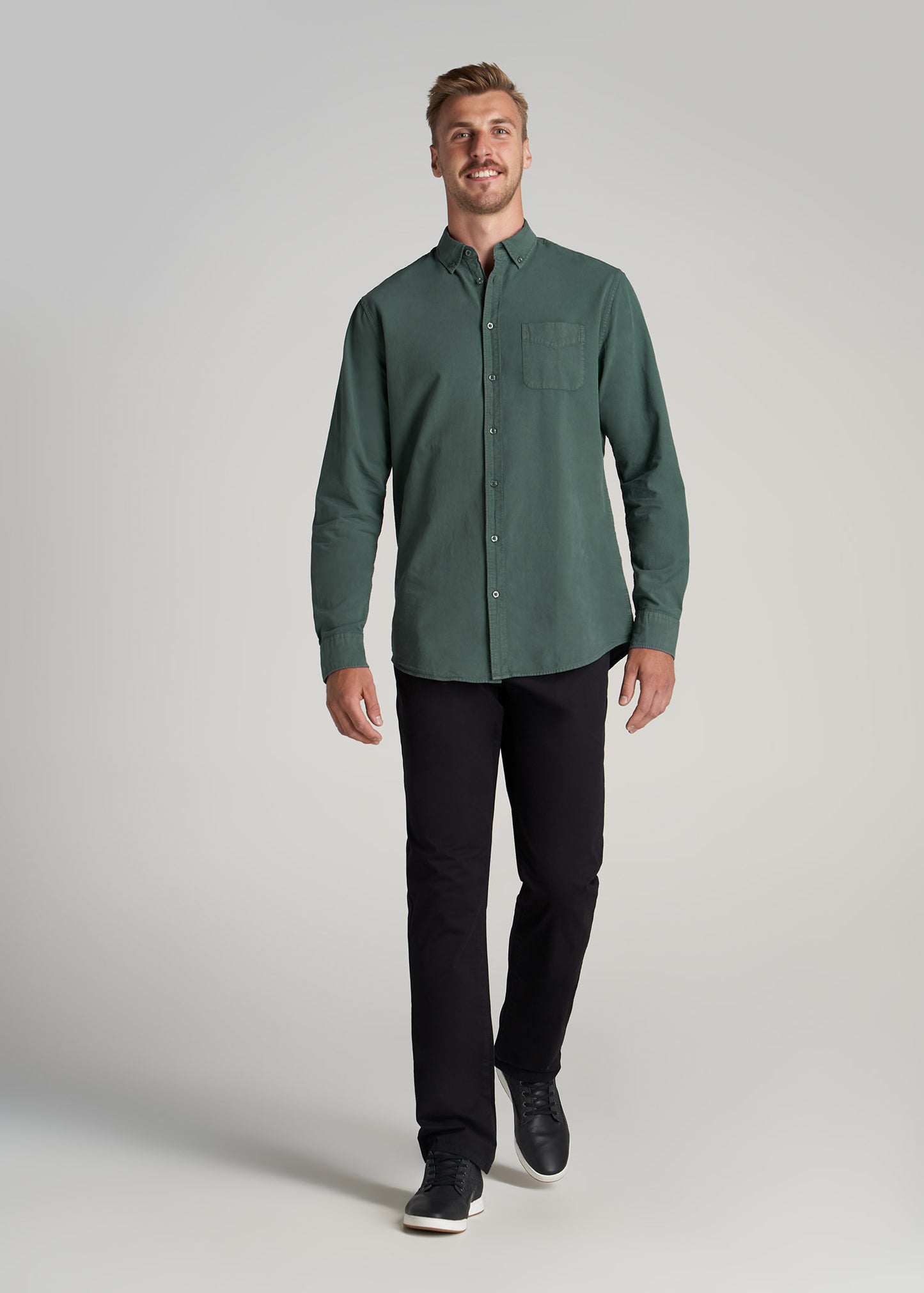    American-Tall-Men-Vintage-Wash-Oxford-Shirt-Timber-Green-full