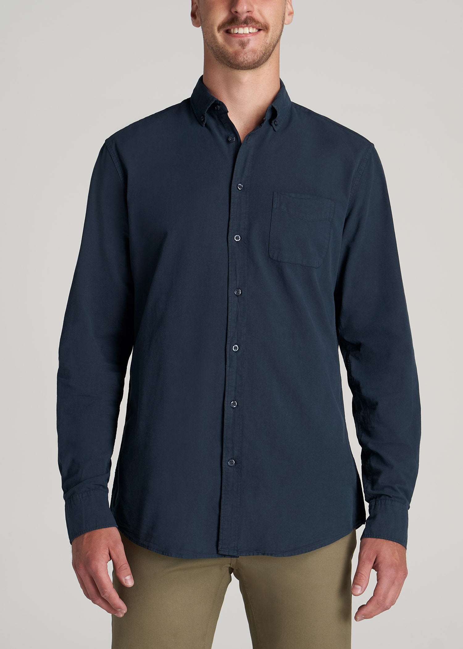    American-Tall-Men-Vintage-Wash-Oxford-Shirt-Timber-Navy-front
