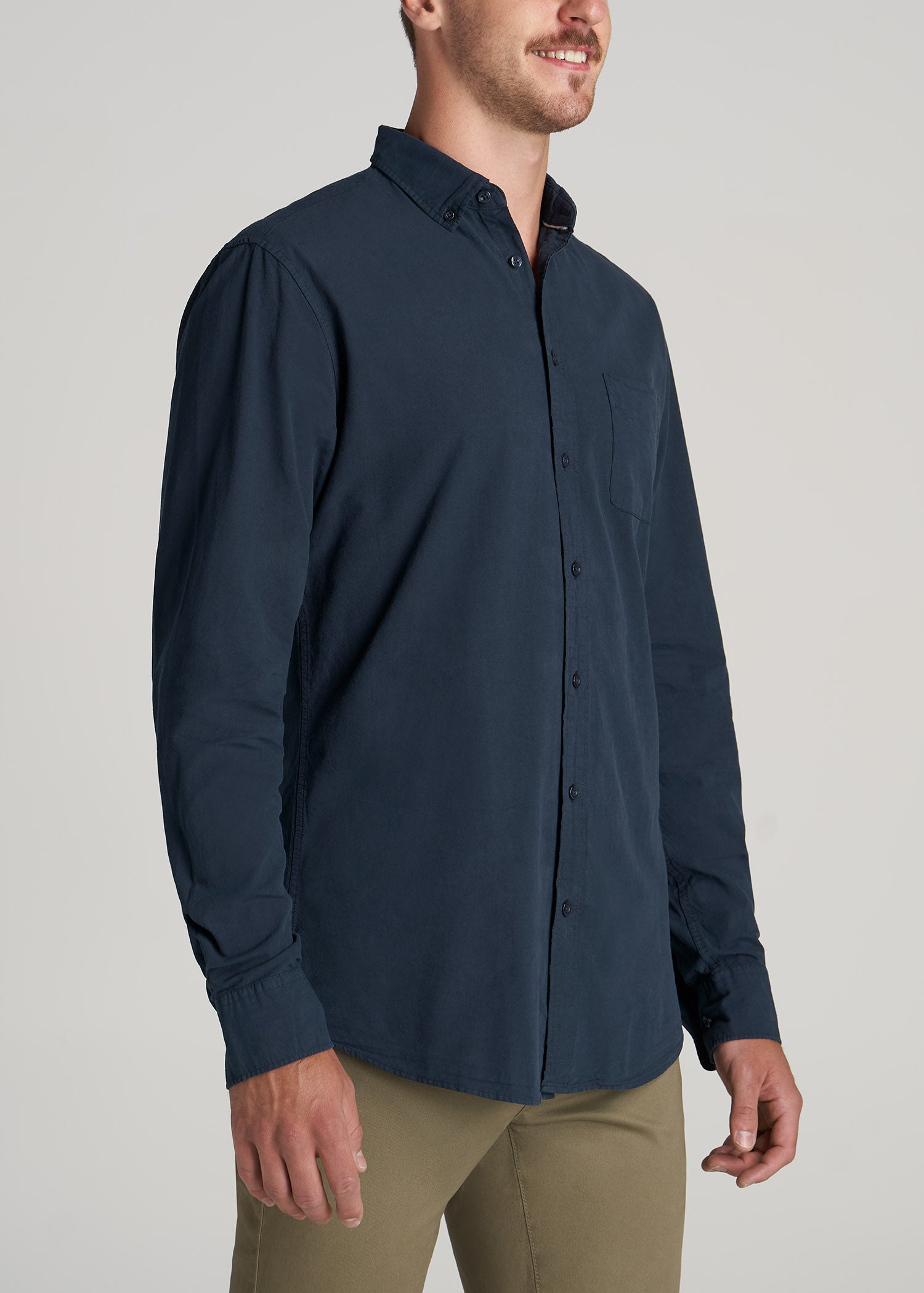 Washed Oxford Shirt for Tall Men in Navy