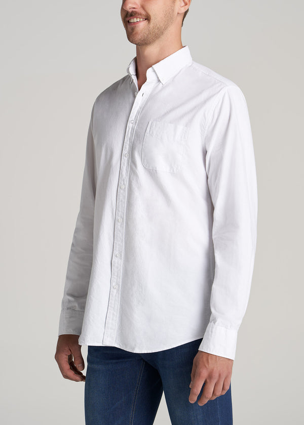 Washed Oxford Shirt For Tall Men White | American Tall