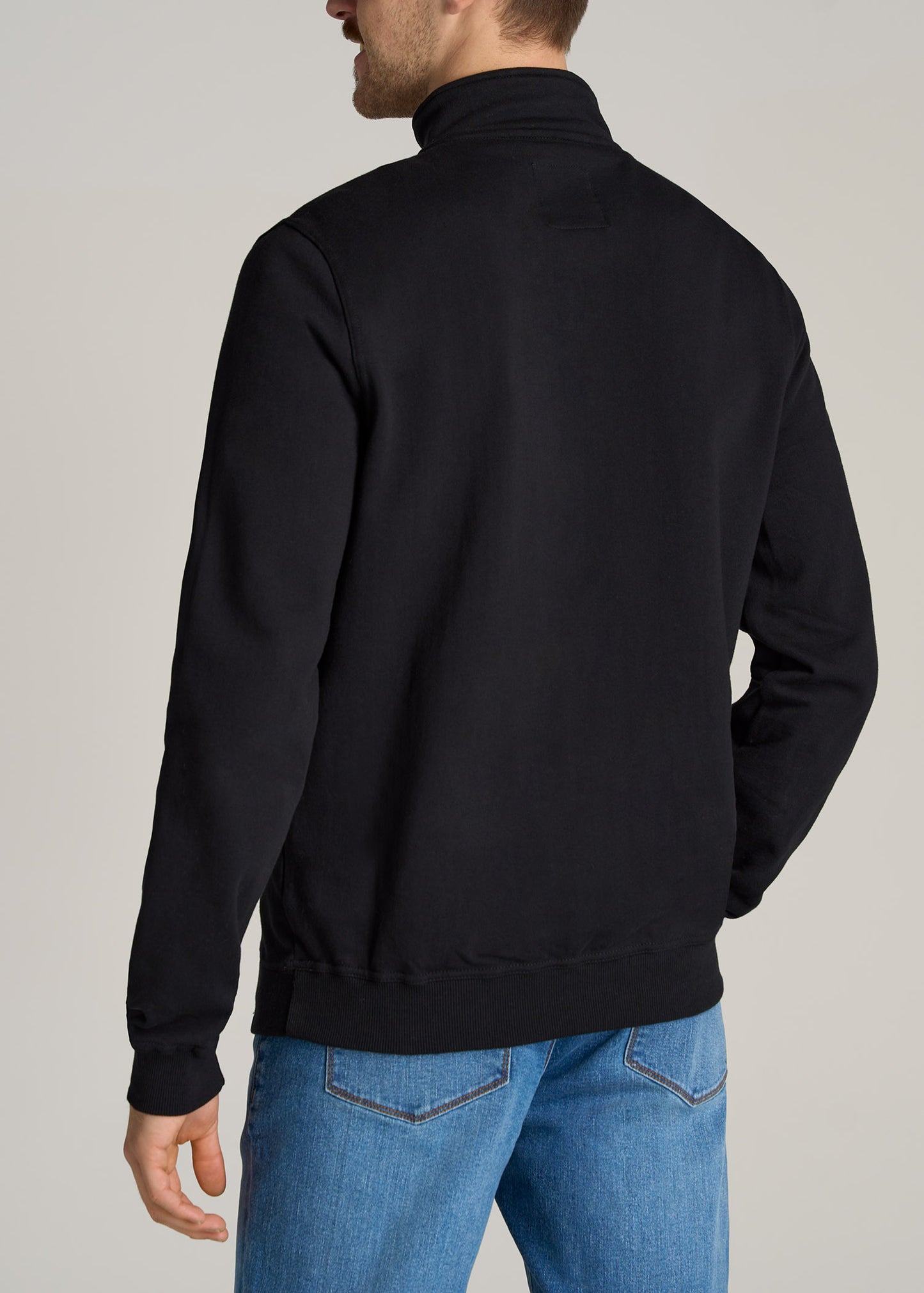    American-Tall-Men-Wearever-Fleece-Quarter-Zip-Sweatshirt-Black-back