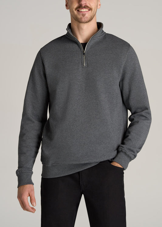 Wearever French Terry Full-Zip Men's Tall Hoodie in Charcoal Mix XL / Tall / Charcoal Mix