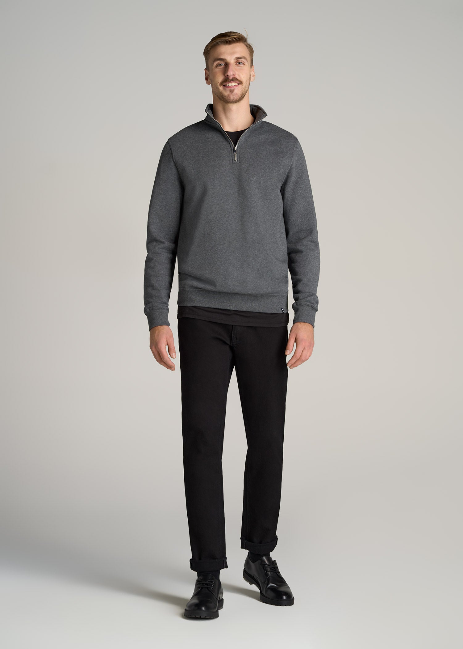 Wearever French Terry Full-Zip Men's Tall Hoodie in Charcoal Mix