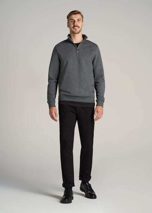 American-Tall-Men-Wearever-Fleece-Quarter-Zip-Sweatshirt-Charcoal-Mix-full