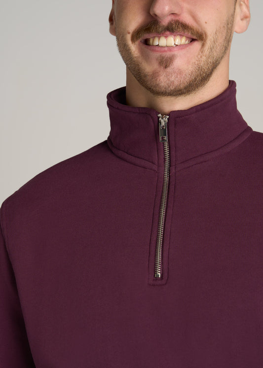     American-Tall-Men-Wearever-Fleece-Quarter-Zip-Sweatshirt-Maroon-detail