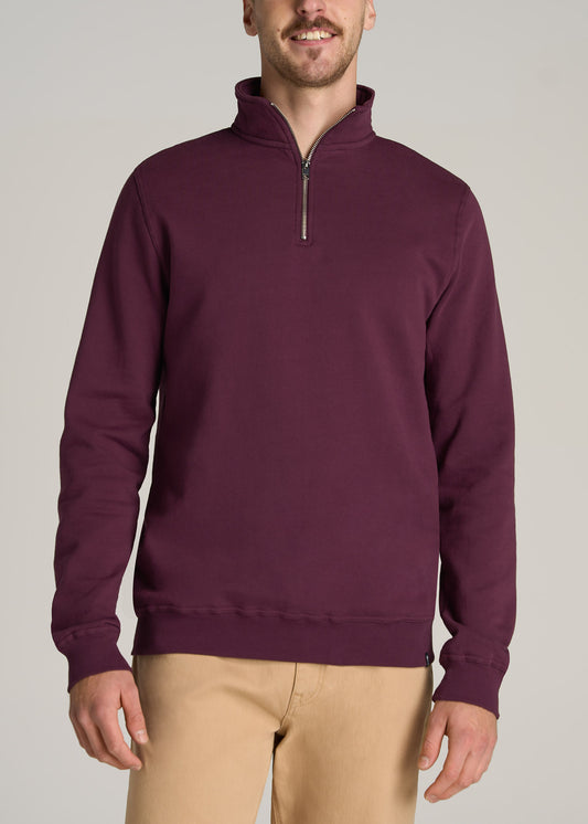     American-Tall-Men-Wearever-Fleece-Quarter-Zip-Sweatshirt-Maroon-front