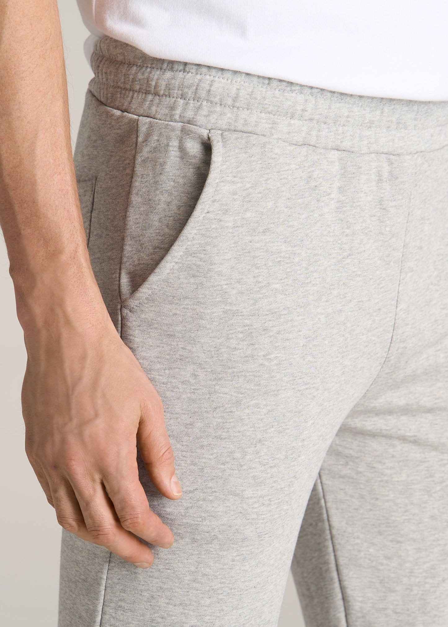 Wearever Fleece Elastic-Bottom Sweatpants for Tall Men in Grey Mix