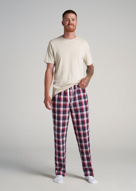 Plaid Pajama Pants for Tall Men in Olive & Navy Grid
