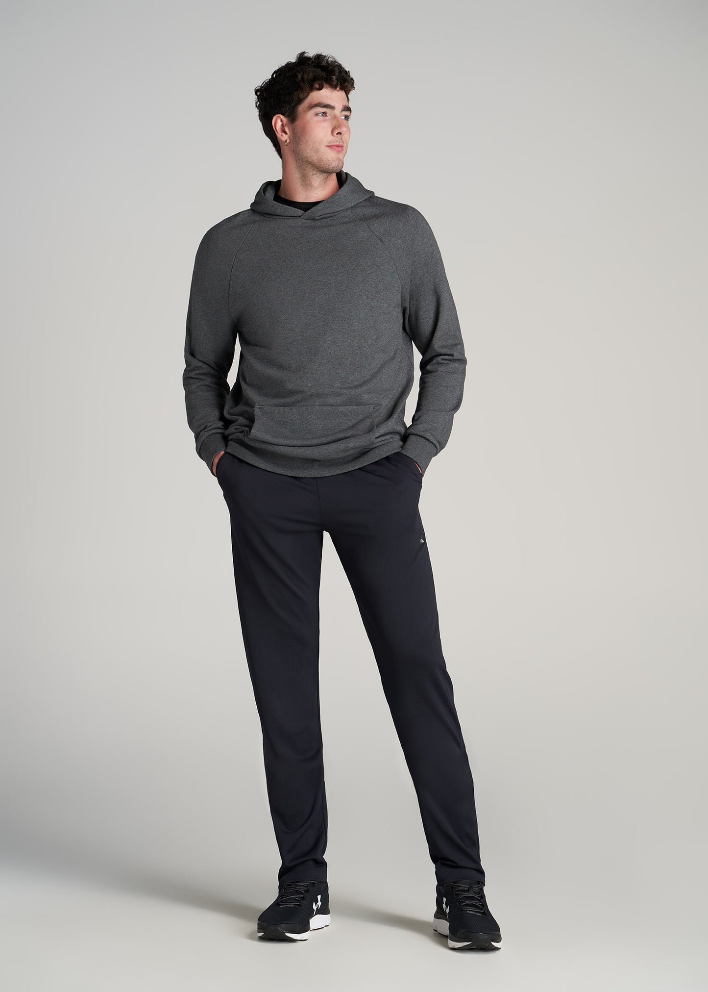 Tall Men's Poly Track Pant, Zip Bottom - BLACK and NAVY - FINAL SALE /