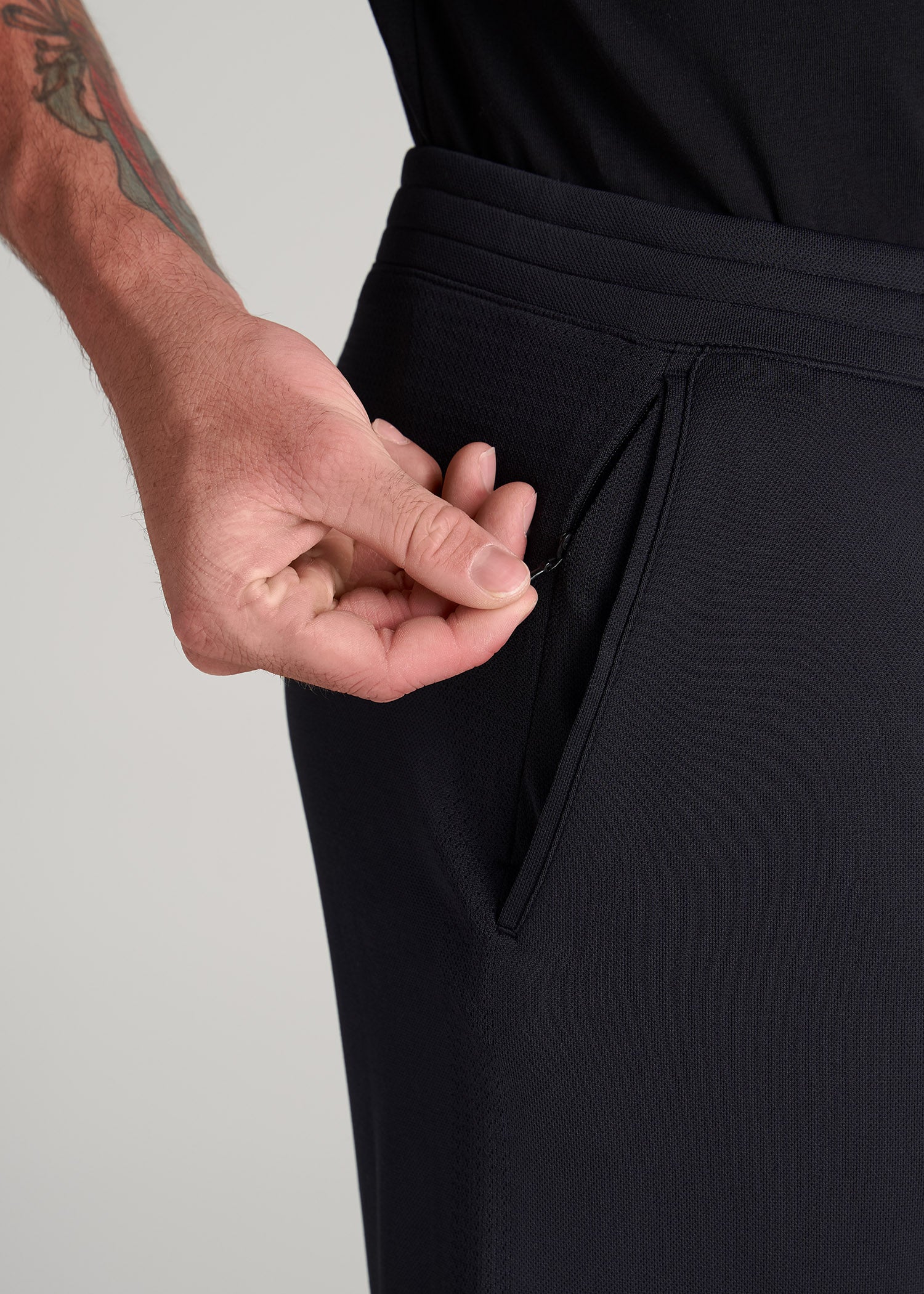 Tall Men's Poly Track Pant, Zip Bottom - BLACK and NAVY - FINAL SALE / –