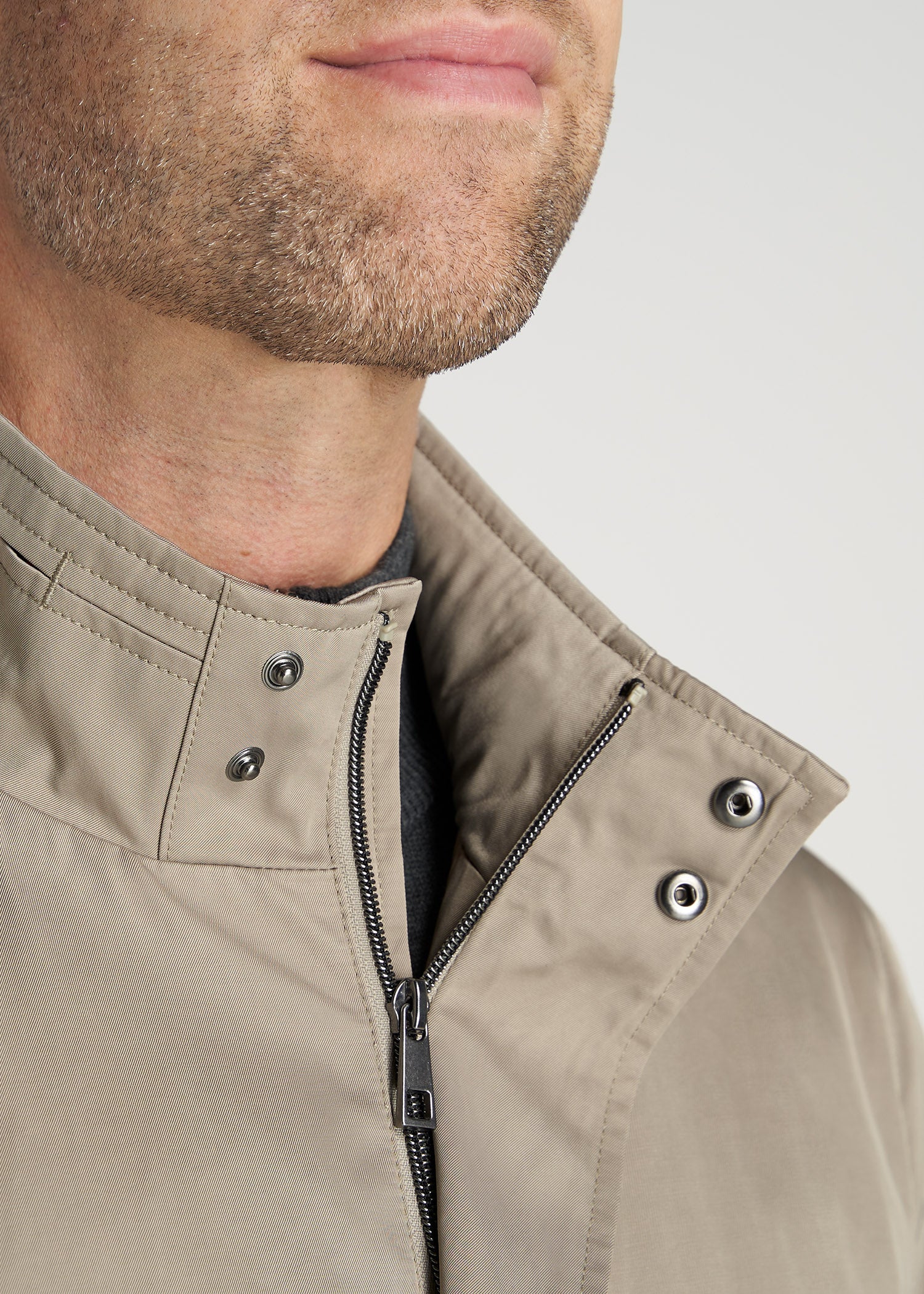 Zip Trench Coat For Tall Men In Medium Beige | American Tall