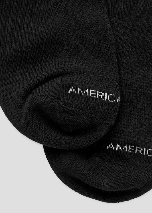   American-Tall-Mens-Athletic-Low-Ankle-Socks-X-Large-Size-14-17-Black-3-Pack-Detail
