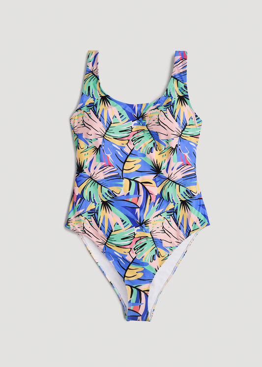    American-Tall-One-Piece-Swimsuit-Abstract-Tropical-LayDown
