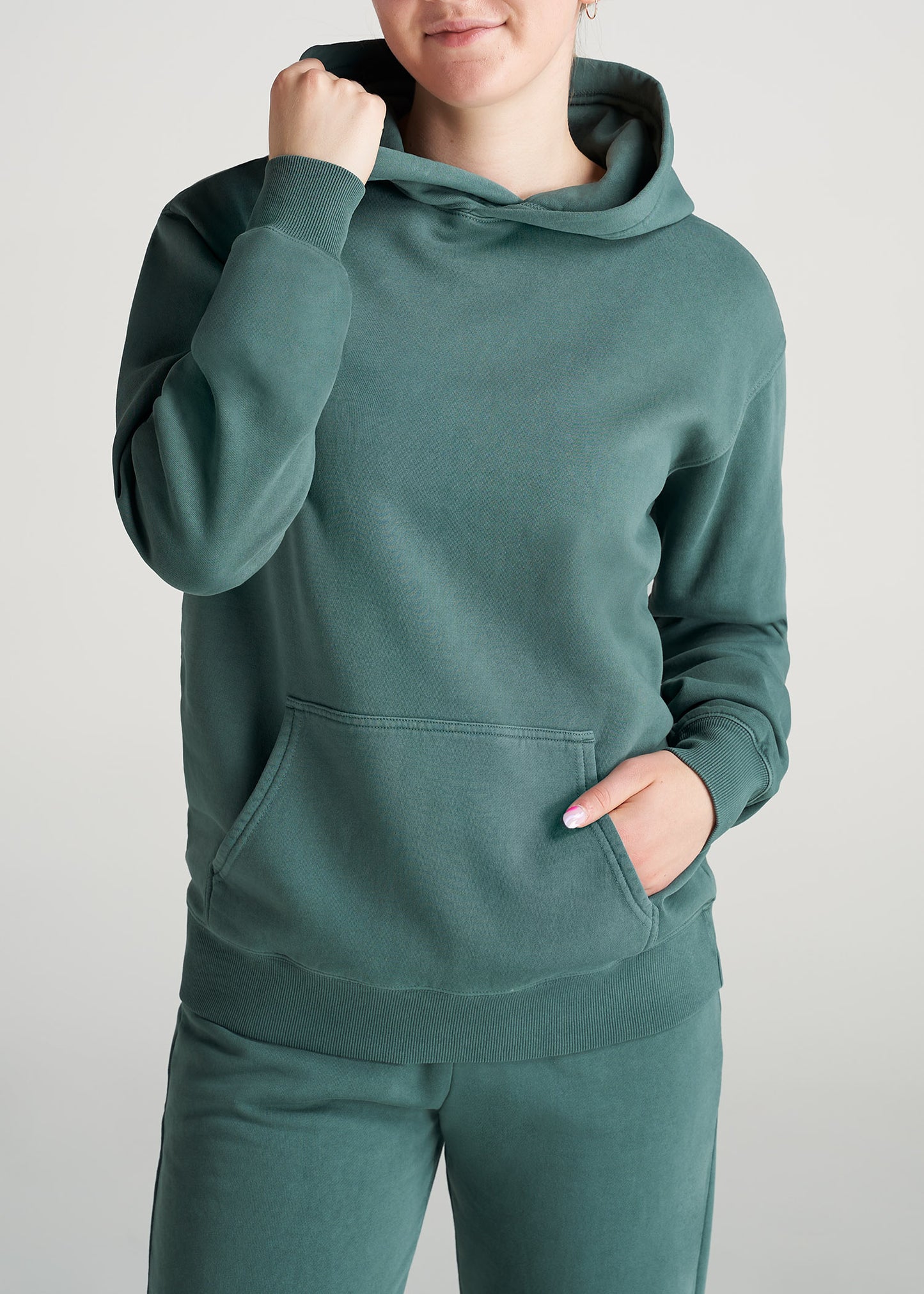 Wearever Fleece Garment-Dyed Pullover Hoodie for Tall Women in Juniper Green XS / Tall / Juniper Green