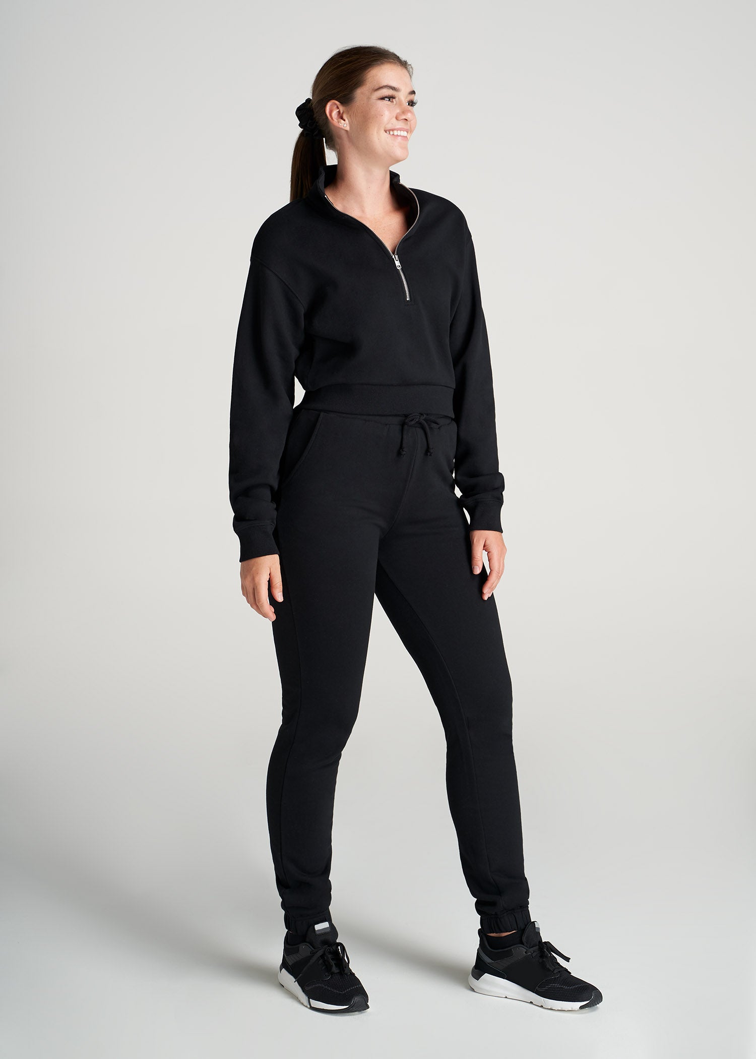 American-Tall-Women-8020-PD-HalfZip-Sweatshirt-Black-full