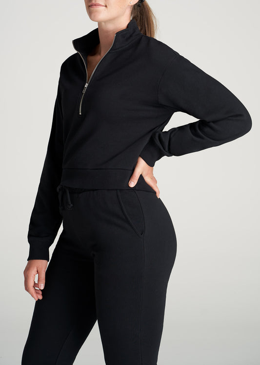 American-Tall-Women-8020-PD-HalfZip-Sweatshirt-Black-side