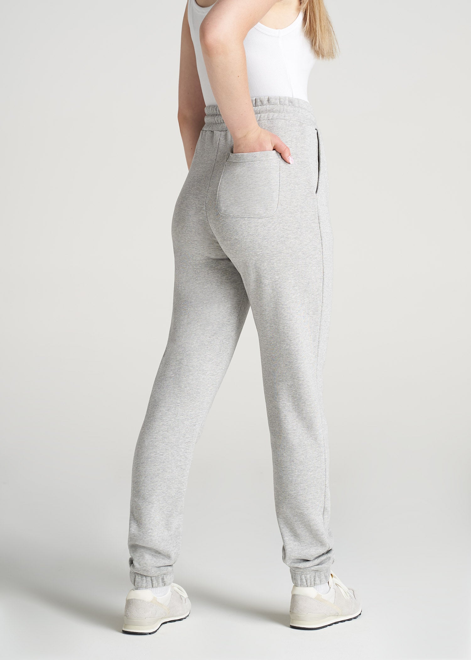 Wearever Fleece SLIM-FIT High-Waisted Women's Tall Sweatpants in Grey Mix