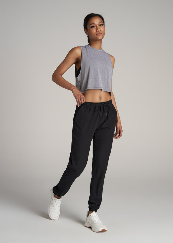 Women's Cropped Muscle Tank: Tall Cropped Muscle Tank Grey – American Tall