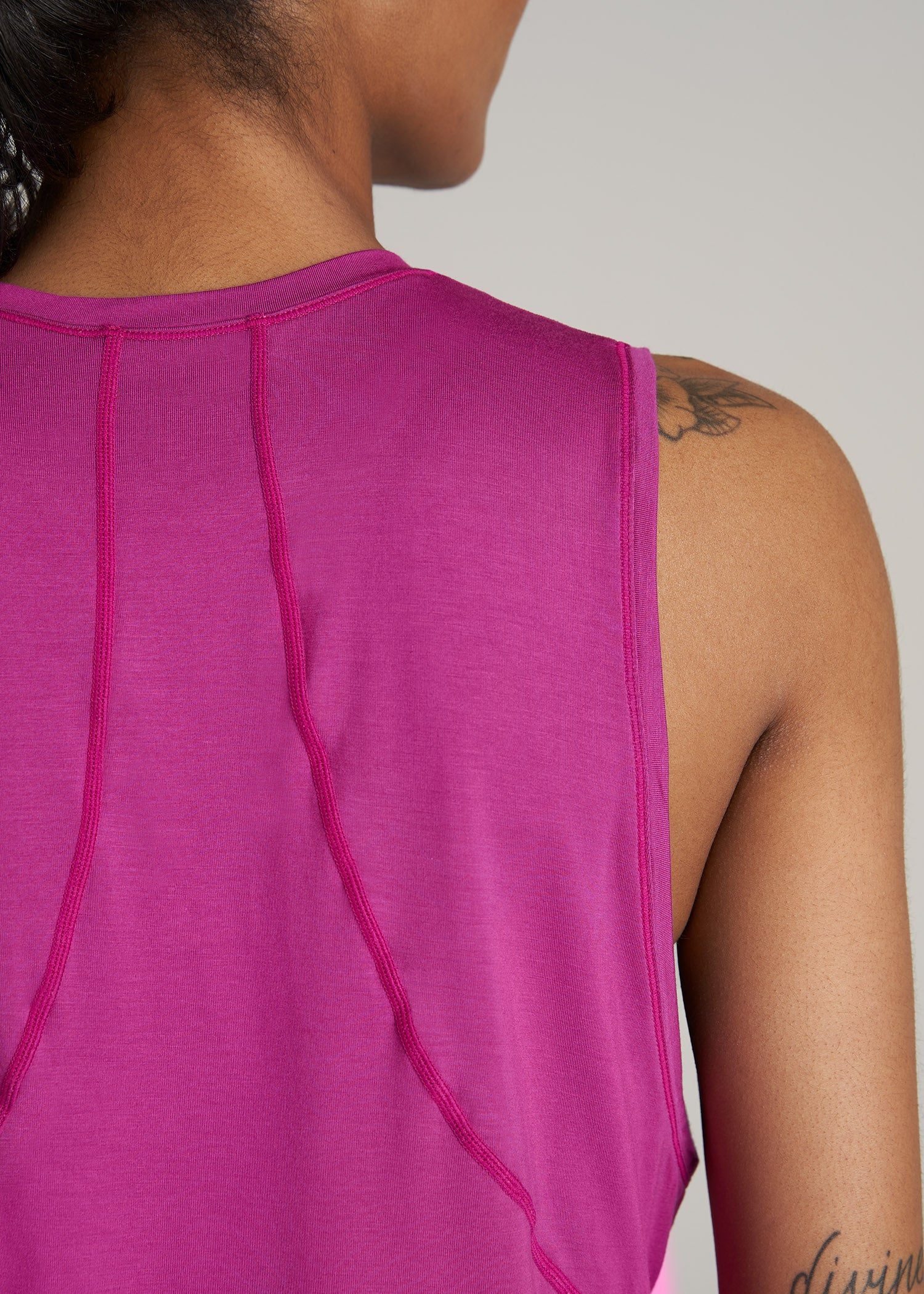 Women's Tall Cropped Muscle Tank Pink Orchid
