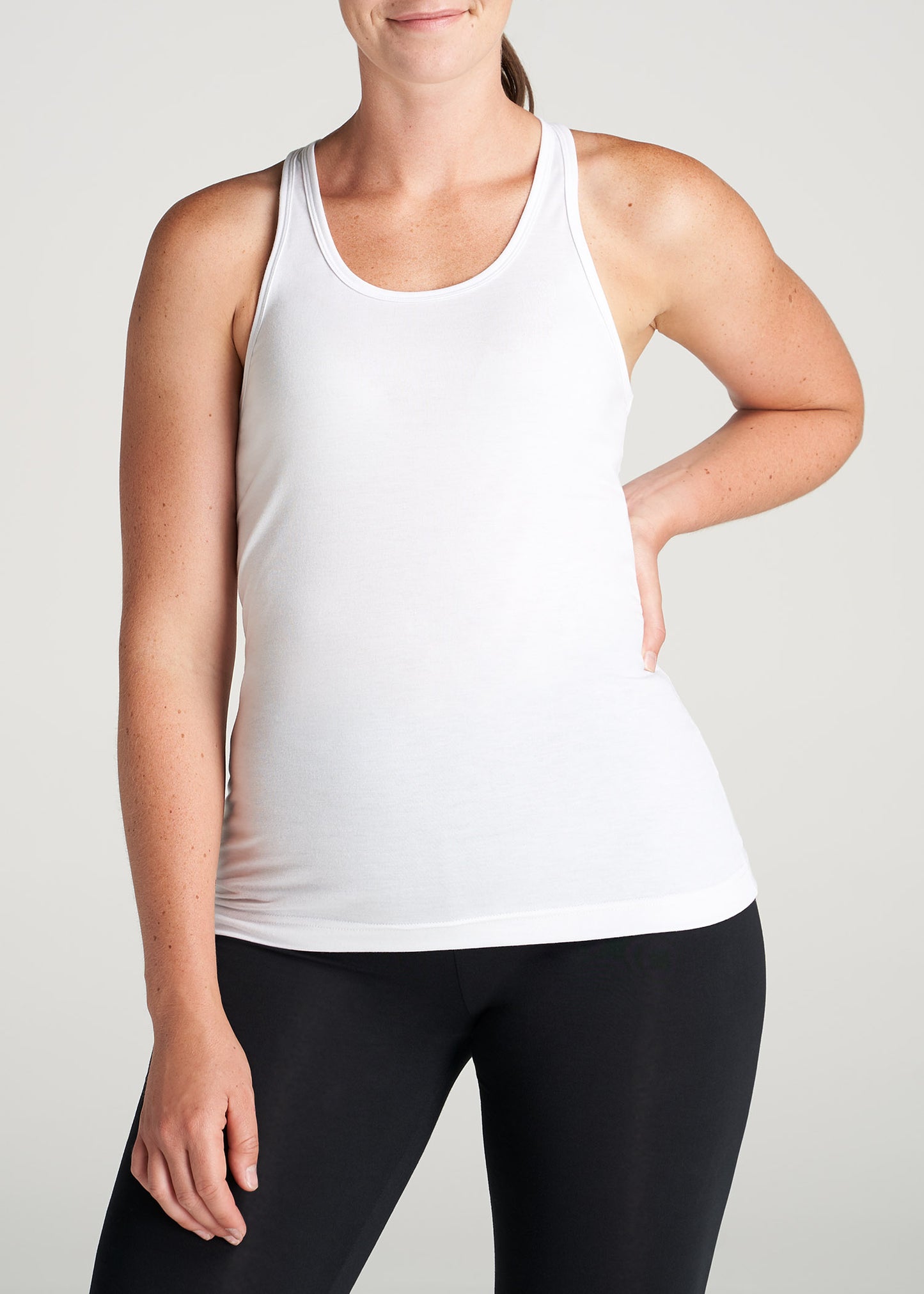 American-Tall-Women-Athletic-RacerBack-Tank-White-front