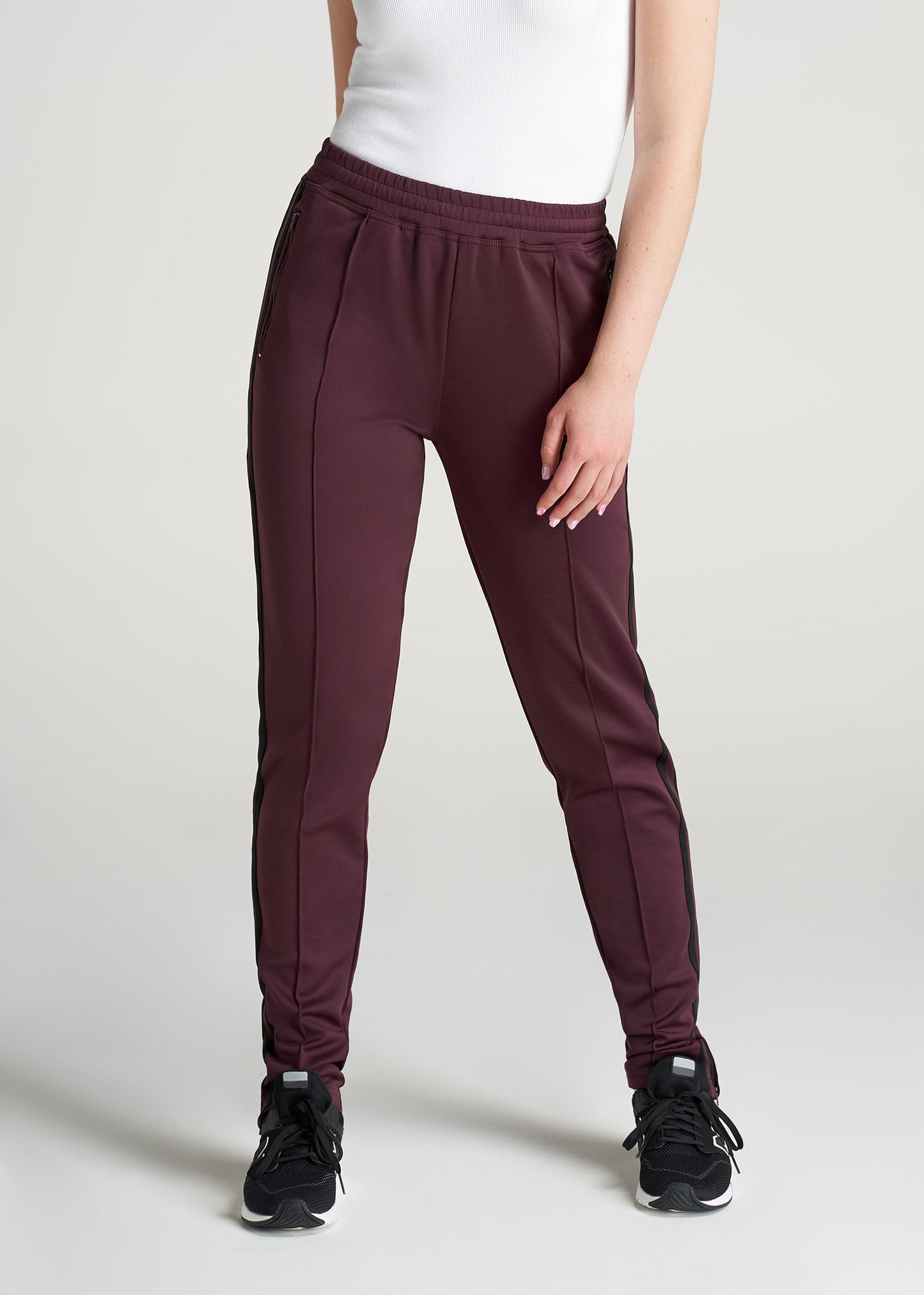 American-Tall-Women-Athletic-StripePant-Beetroot_Black-front