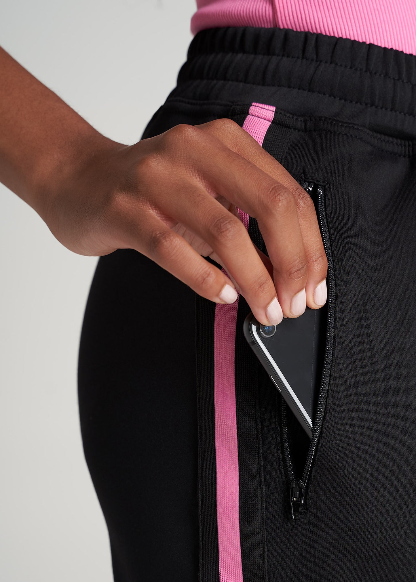 American-Tall-Women-Athletic-StripePant-Black_Pink-detail