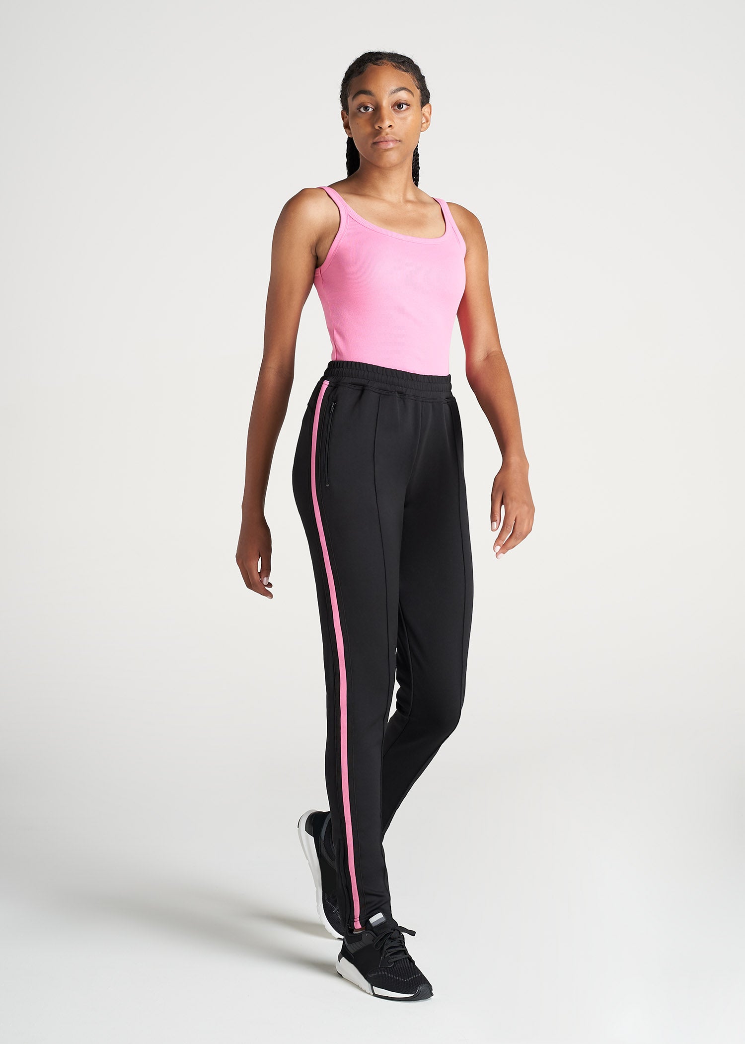 Women's Tall Athletic Pants in Black & Pink