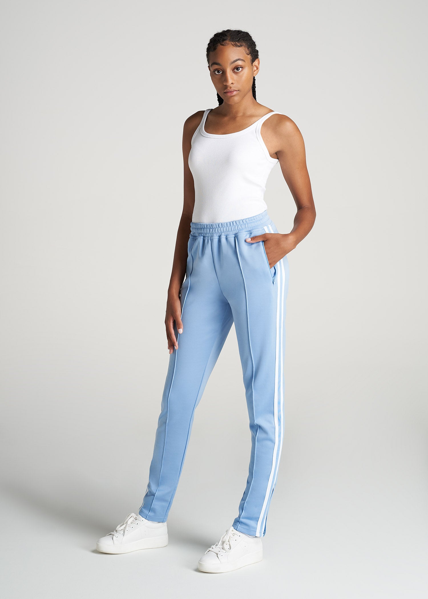 Women's Tall Athletic Pants in Cloud Blue & White