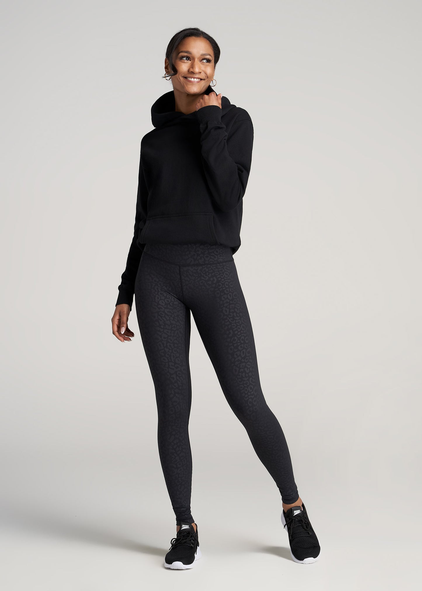 Women's Super Soft Midi-rise Printed Leggings Black Army One Size