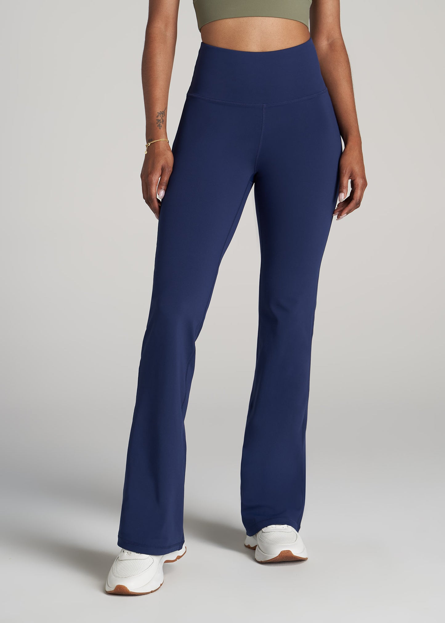       American-Tall-Women-Balance-Open-Bottom-Yoga-Pants-Midnight-Blue-front