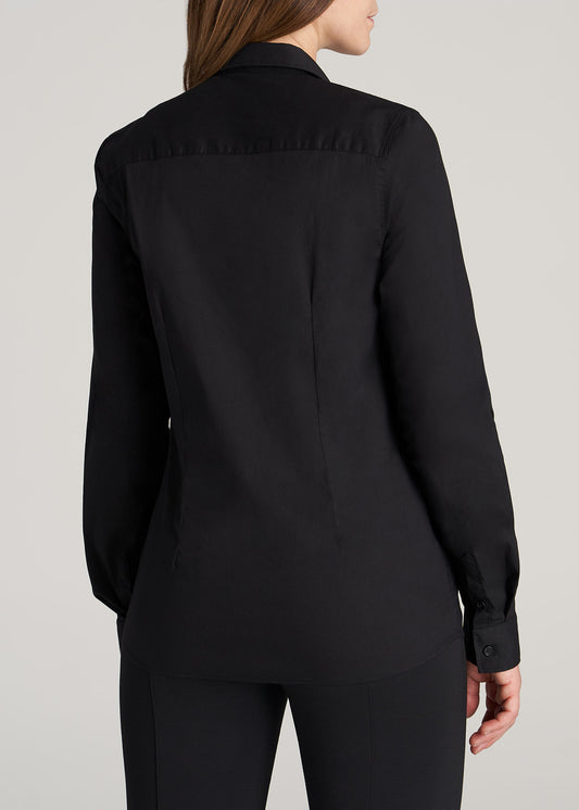       American-Tall-Women-Button-Up-Dress-Shirt-Black-back