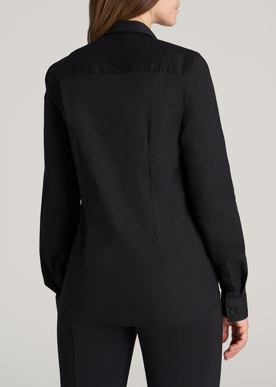 Women's Tall Button-Up Dress Shirt Black | American Tall
